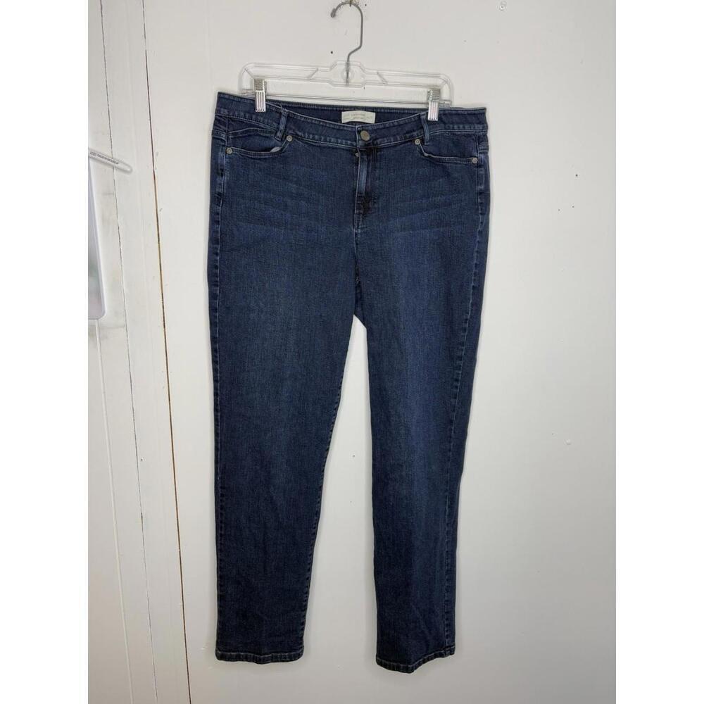 J Jill Jeans Womens 14 Slim Boyfriend Straight Dark Wash Modest Office Casual